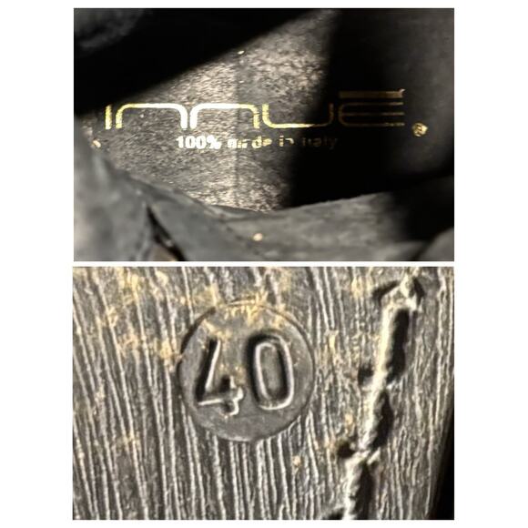 Innue Black Leather Lace Up Ankle Boots Women’s Size 40 / US 9.5 Combat Lug Sole - Picture 5 of 8